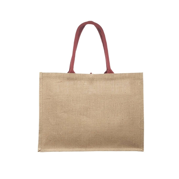Two Tone Cotton Pocket Jute Tote Bag