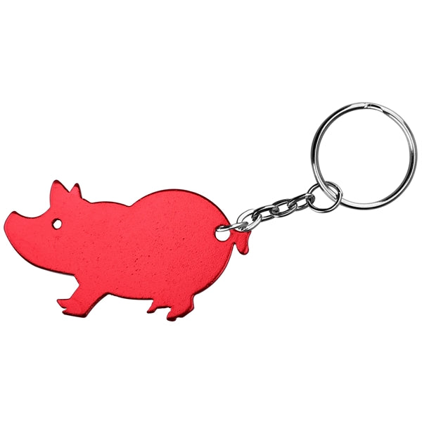 Jumbo size pig shape bottle opener key chain