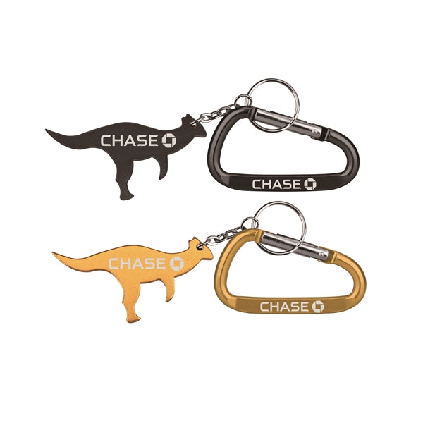 Dinosaur Shaped Aluminum Bottle Opener with with Carabiner