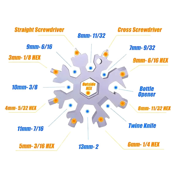 18-in-1 Stainless Steel Snowflake Multi-tool