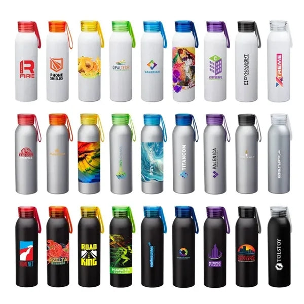 Water Bottle 22oz Colorful Silicone Sling Transparent Lid