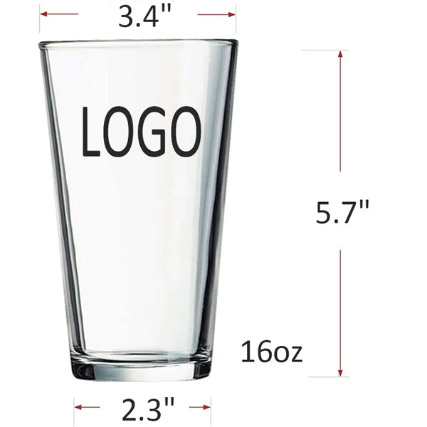 16oz Tall Clear Drinking Heavy Base Pint Beer Glasses