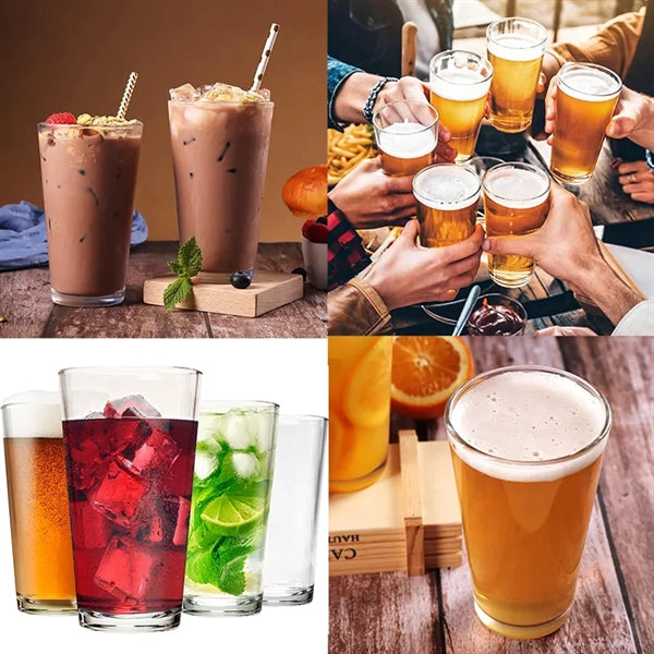 16oz Tall Clear Drinking Heavy Base Pint Beer Glasses