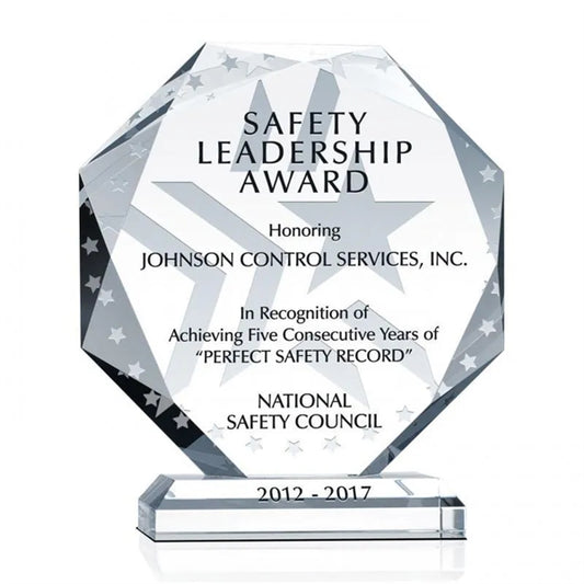 Octagonal Shape Glass Trophies