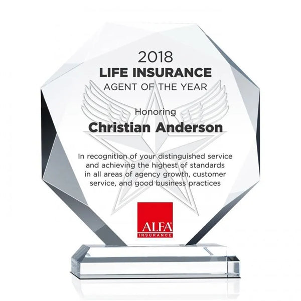 Octagonal Shape Glass Trophies