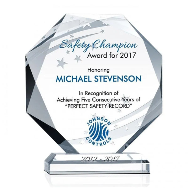 Octagonal Shape Glass Trophies