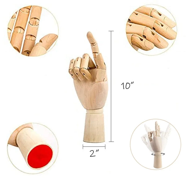 Wood Art Mannequin Hand Model Statue JewelryPen Phone Holder
