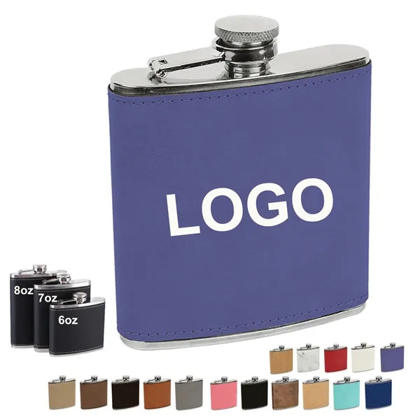 6oz Stainless Steel Hip Flask With PU Leather Cover