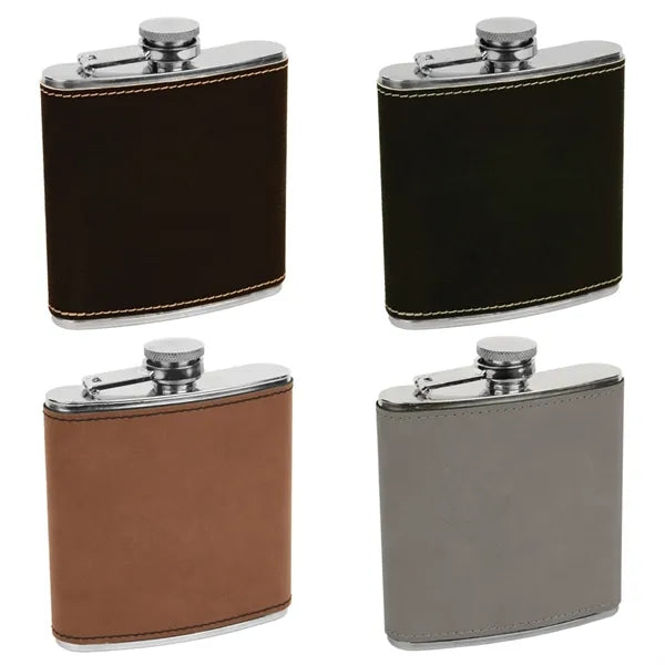 6oz Stainless Steel Hip Flask With PU Leather Cover