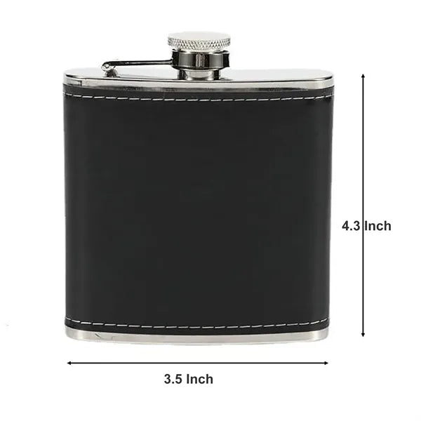 6oz Stainless Steel Hip Flask With PU Leather Cover
