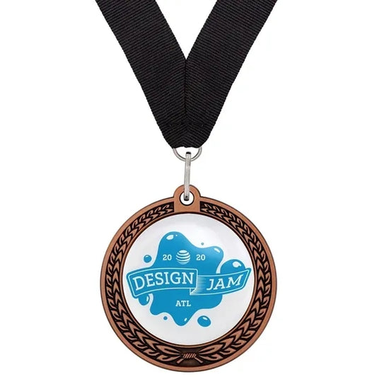 Speed Medal 2.5" 3D Wreath w/Full Color Dome Imprint