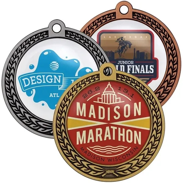Speed Medal 2.5" 3D Wreath w/Full Color Dome Imprint