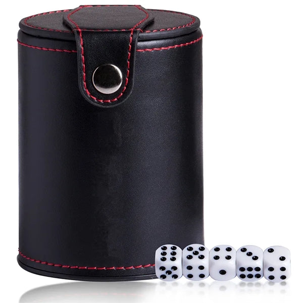 PU Leather Dice Shaker Cup Set Entertainment Bar Games