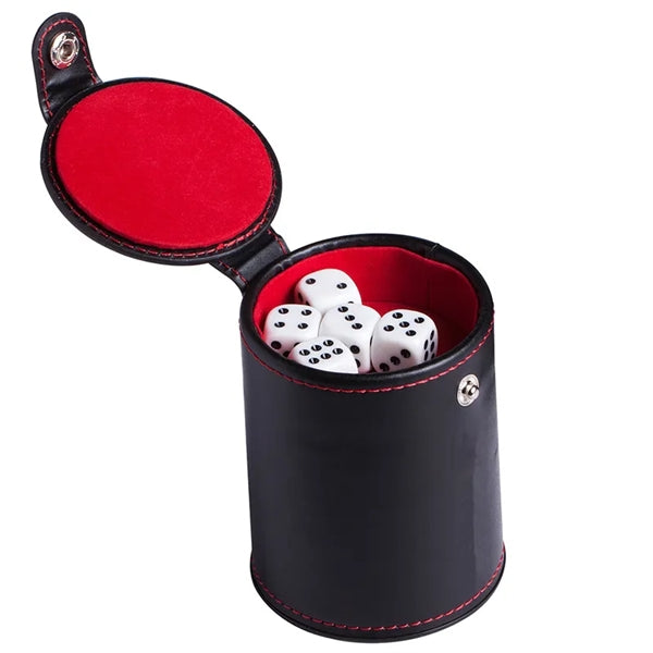 PU Leather Dice Shaker Cup Set Entertainment Bar Games