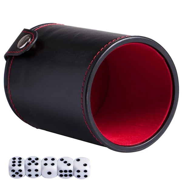 PU Leather Dice Shaker Cup Set Entertainment Bar Games