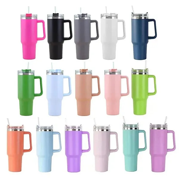 40oz Tumbler with Handle and Straw Lid