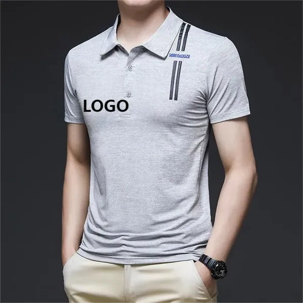 Summer sports ice silk polo shirt men short sleeve