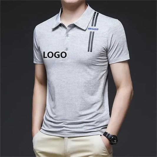 Summer sports ice silk polo shirt men short sleeve