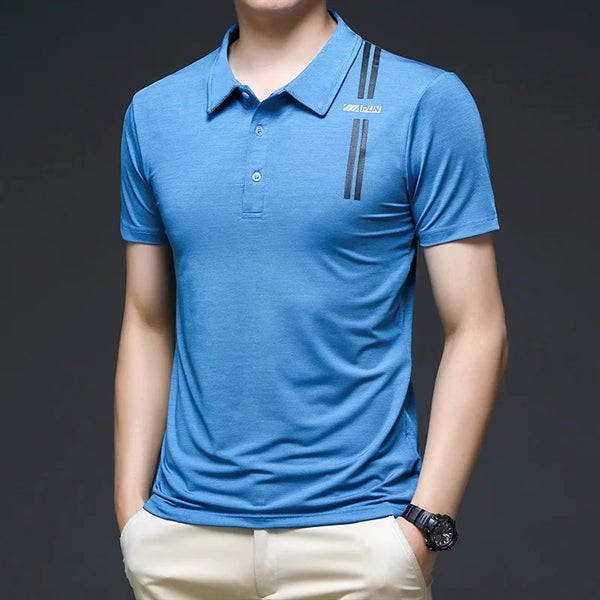 Summer sports ice silk polo shirt men short sleeve