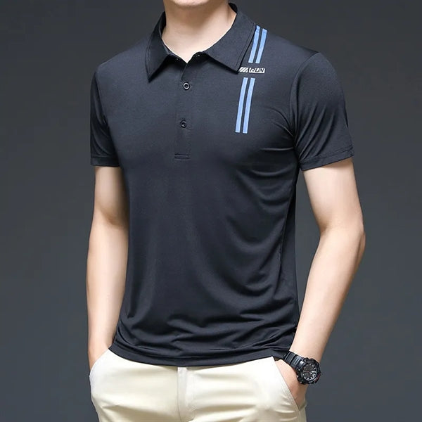 Summer sports ice silk polo shirt men short sleeve