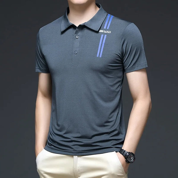 Summer sports ice silk polo shirt men short sleeve