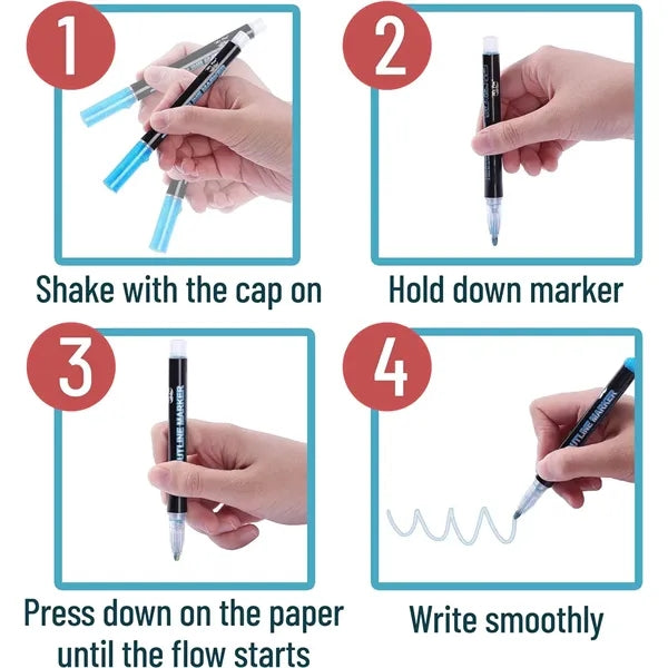 Shimmer Markers Outline Pens 8-Color Set