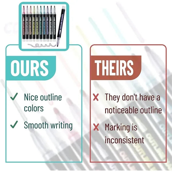 Shimmer Markers Outline Pens 12-Color Set