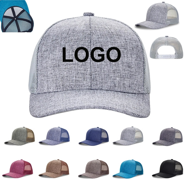 Unisex Polyester Snapback Trucker Hat Mesh Back Baseball Cap