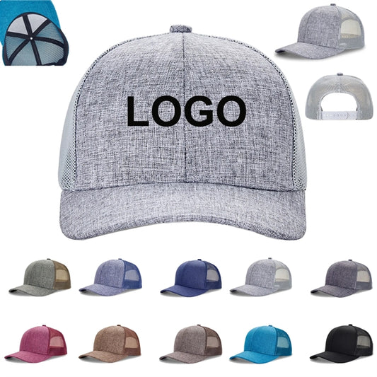 Unisex Polyester Snapback Trucker Hat Mesh Back Baseball Cap