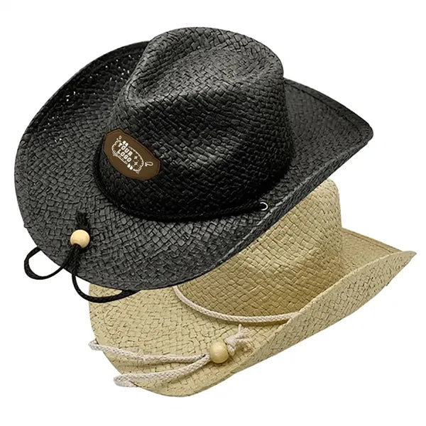 Leather Patch Straw hat
