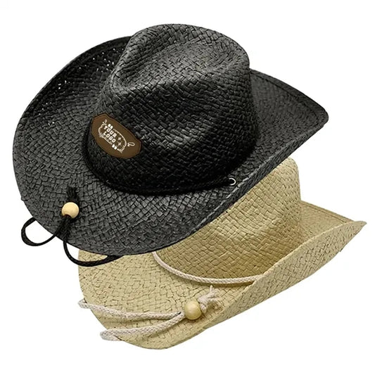 Leather Patch Straw hat