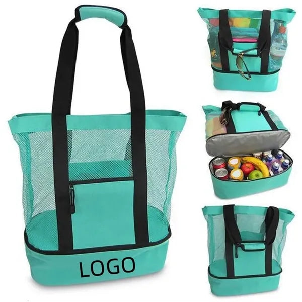 Beach Tote Bag Portable Travel Mesh Insulated Picnic Cooler