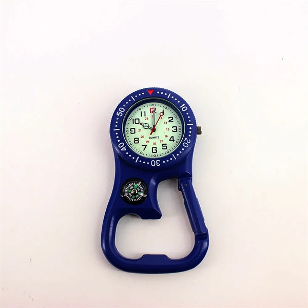 Compass Corkscrew Carabiner Clip on FOB Watch