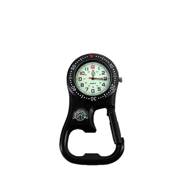 Compass Corkscrew Carabiner Clip on FOB Watch