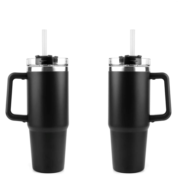 Stainless Steel Tumbler with Handle and Straw, 30 oz.