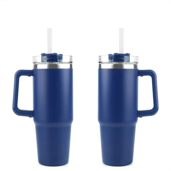 Stainless Steel Tumbler with Handle and Straw, 30 oz.