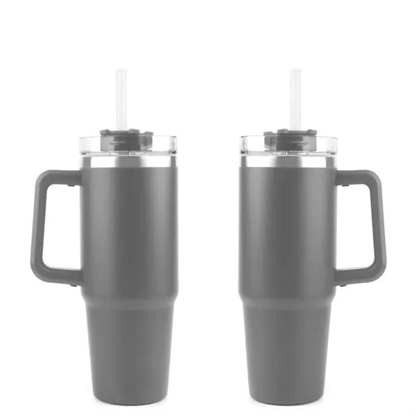 Stainless Steel Tumbler with Handle and Straw, 30 oz.