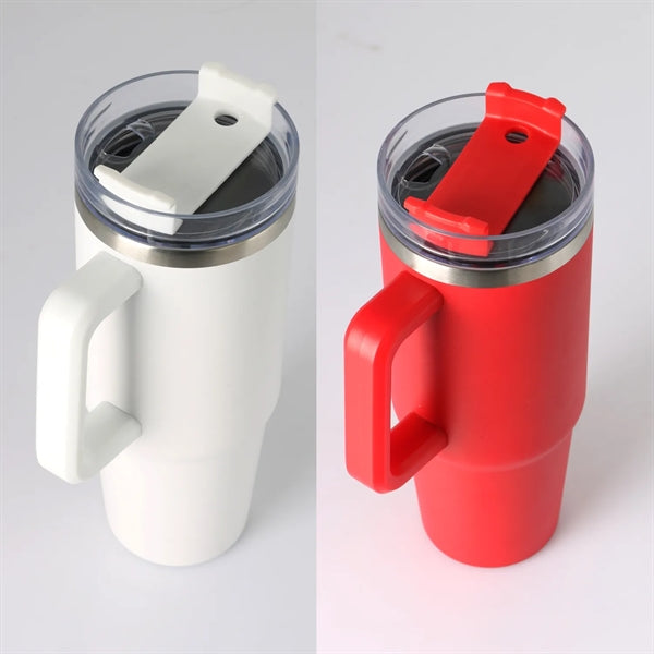 Stainless Steel Tumbler with Handle and Straw, 30 oz.