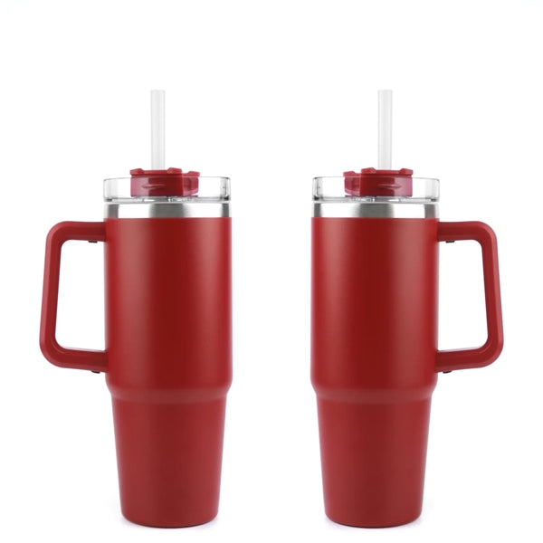 Stainless Steel Tumbler with Handle and Straw, 30 oz.