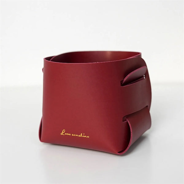 Foldable Leather Storage Tray Bucket