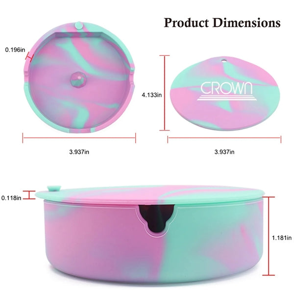 Silicone Ashtray Round Shaped with Lid