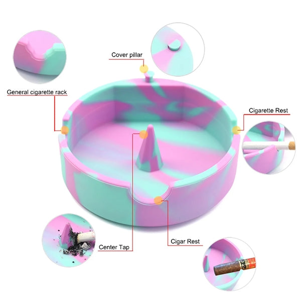 Silicone Ashtray Round Shaped with Lid