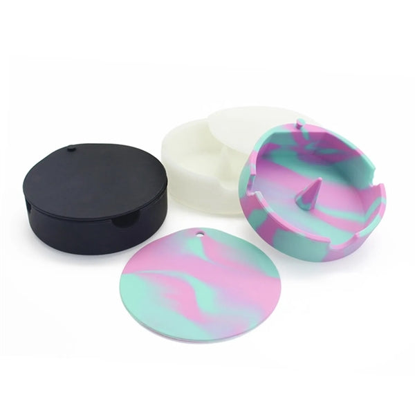 Silicone Ashtray Round Shaped with Lid
