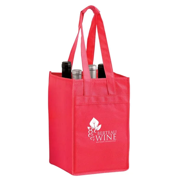 Wine Tote - 4 Bottle Bag - Screen Print