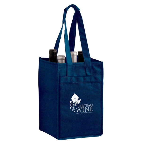 Wine Tote - 4 Bottle Bag - Screen Print
