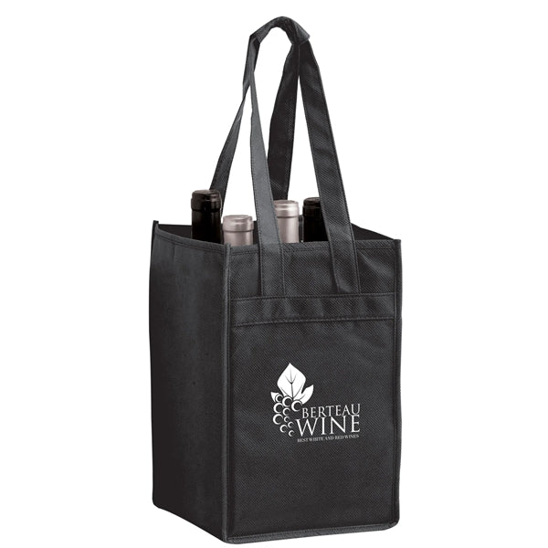 Wine Tote - 4 Bottle Bag - Screen Print