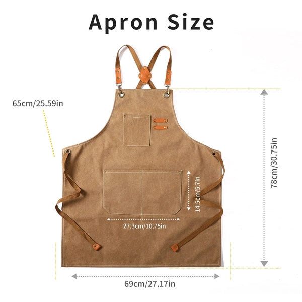Cross Back Chef Cotton Aprons With Large Pockets