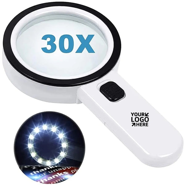 30X Handheld Magnifying Glass with LED Lights