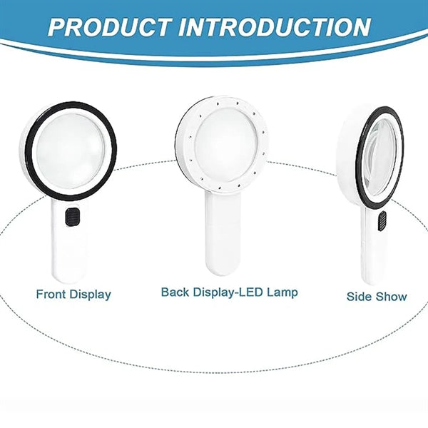 30X Handheld Magnifying Glass with LED Lights