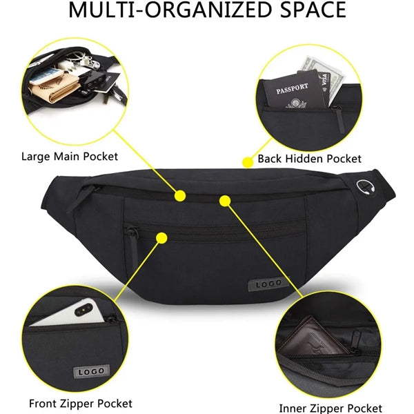 Large Crossbody Fanny Pack With 4-Zipper Pockets